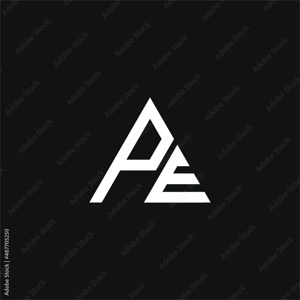 P and E letter with triangle logo concept vector stock illustration P and E letter with triangle logo concept vector stock illustration