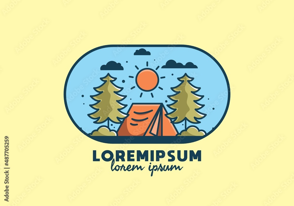 Fun camping with tent illustration Fun camping with tent illustration