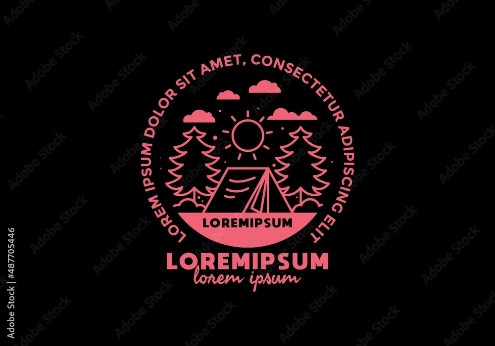 Naklejka premium Fun camping with tent illustration