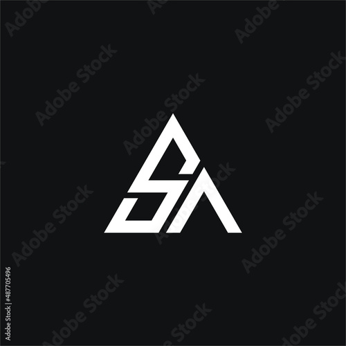 S and A letter with triangle logo concept vector stock illustration