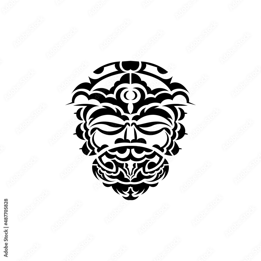 Fototapeta premium Tribal mask. Traditional totem symbol. Black tattoo in the style of the ancient tribes. Isolated. Vector illustration.