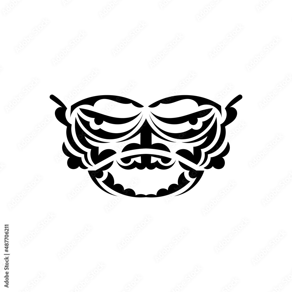 Tribal mask. Traditional totem symbol. Black tribal tattoo. Black and white color, flat style. Vector illustration. Tribal mask. Traditional totem symbol. Black tribal tattoo. Black and white color, flat style. Vector illustration.
