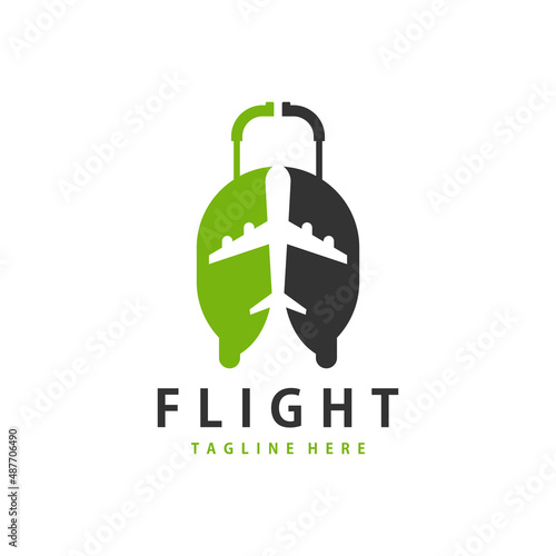 flight travel suitcase illustration logo design