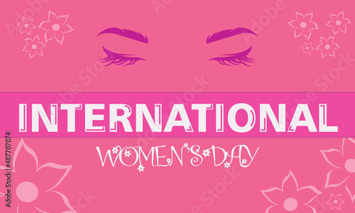 Happy International Women's Day celebration with a pattern of flowers. Vector illustration.