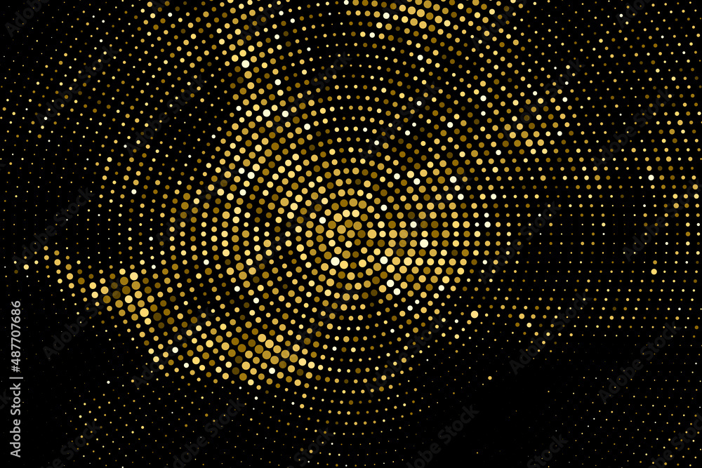 Gold Glitter Halftone Dotted Backdrop. Abstract Circular Retro Pattern. Pop Art Style Background. Golden Explosion Of Confetti. Digitally Generated Image. Vector Illustration, Eps 10. Gold Glitter Halftone Dotted Backdrop. Abstract Circular Retro Pattern. Pop Art Style Background. Golden Explosion Of Confetti. Digitally Generated Image. Vector Illustration, Eps 10.