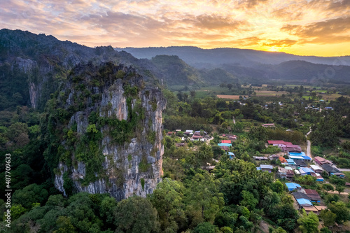 Top view Noen Maprang district, Phitsanulok Unseen Thailand.
