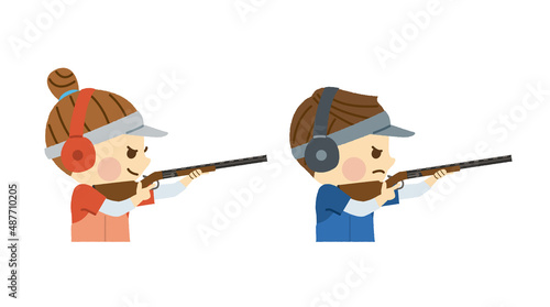 射撃する男女