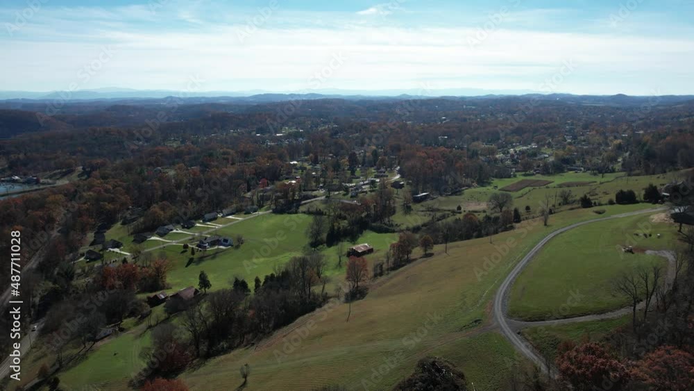 Aerial View of Warriors Path State Park and Campground, Tennessee USA. Colorful Landscape on Sunny Autumn Day, Drone Shot Aerial View of Warriors Path State Park and Campground, Tennessee USA. Colorful Landscape on Sunny Autumn Day, Drone Shot