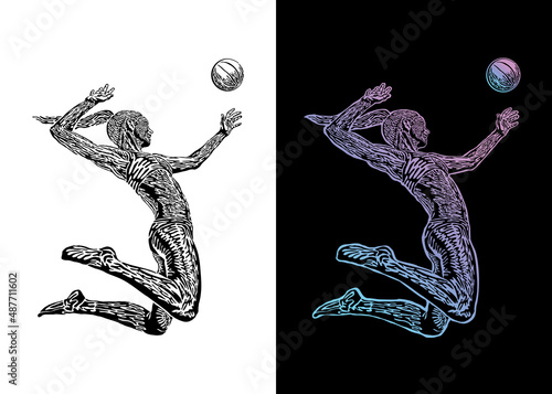 Illustration of a volleyball player in vector