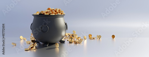 Fotografie, Obraz Saint Patricks Day pot full of golden coins fortune, good luck