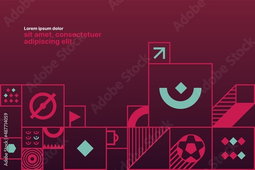 Sports background for event, tournament, invitation, or cup. Layout design template with geometric shapes. Championship in Qatar. Sports background trend 2022.