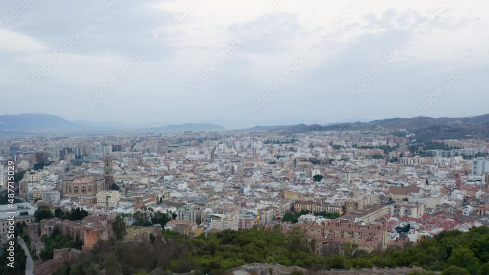 Scenic view of Málaga city center on a cloudy day, Andalusia, Spain. Scenic view of Málaga city center on a cloudy day, Andalusia, Spain.