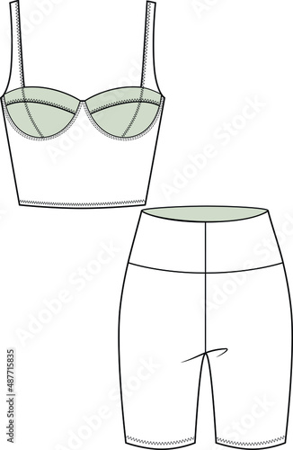 FLAT VECTOR GYM BRA AND BOTTOM WEAR SET FOR WOMEN