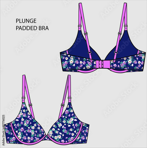 FLORAL PADDED BRA FRONT AND BACK FOR WOMEN