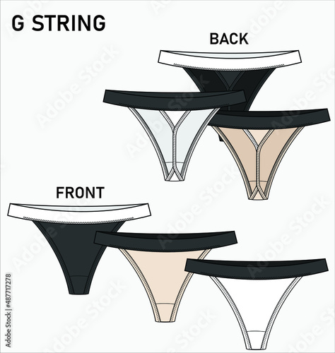 FLAT SKETCH OF G-STRING UNDERWEAR IN EDITABLE VECTOR FILE