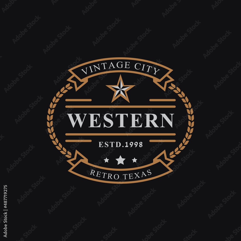 Vintage Retro Badge for Western Country Emblem Texas Logo Design Template Element