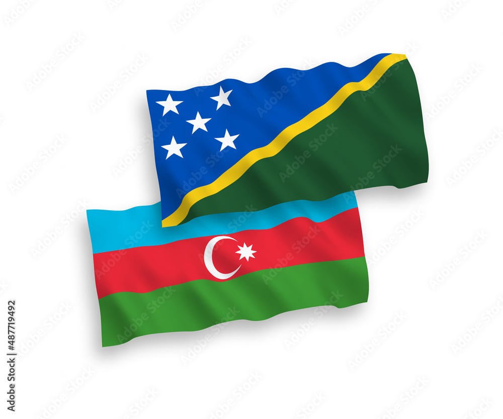 Flags of Solomon Islands and Azerbaijan on a white background