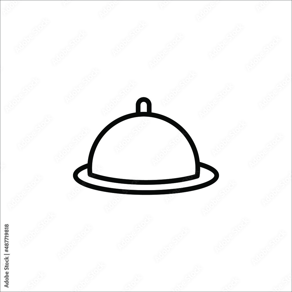 Restaurant Platter icon. Covered food tray on a hand of hotel room service vector icon on white background Restaurant Platter icon. Covered food tray on a hand of hotel room service vector icon on white background