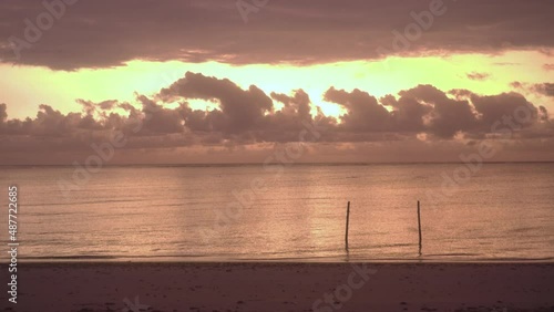 Sunrise Light Colors on the Beach Yellow