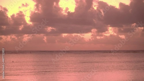 Sunrise Light Colors on the Beach Red