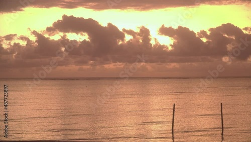 Sunrise Light Colors on the Sea Yellow