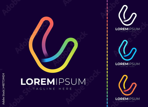 Letter u logo design template. Creative modern trendy u typography and colorful gradient