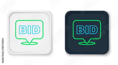 Line Bid icon isolated on white background. Auction bidding. Sale and buyers. Colorful outline concept. Vector