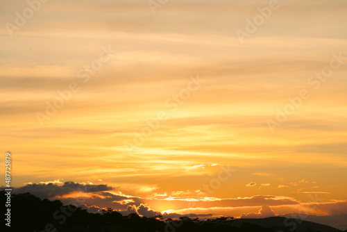 Beautiful view of sky with clouds at sunrise. Partly cloudy. Colorful sunset. Natural sky background texture  beautiful color.