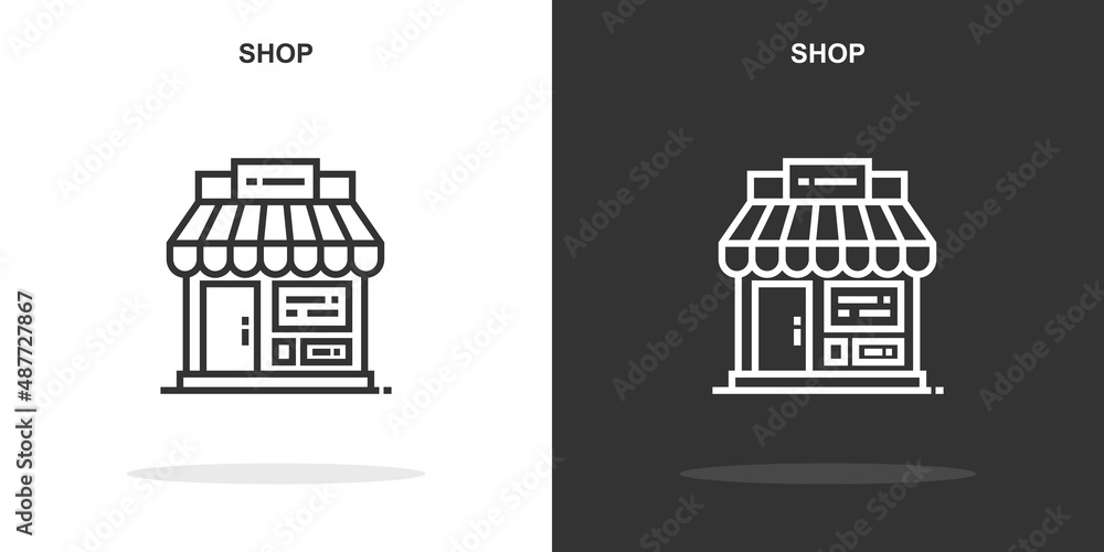 Naklejka premium shop line icon. Simple outline style.shop linear sign. Vector illustration isolated on white background. Editable stroke EPS 10