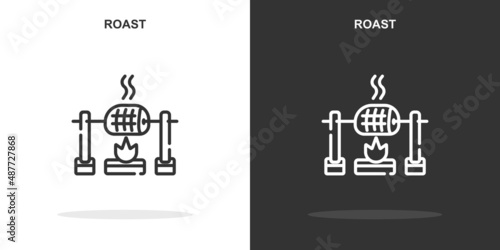 roast line icon. Simple outline style.roast linear sign. Vector illustration isolated on white background. Editable stroke EPS 10