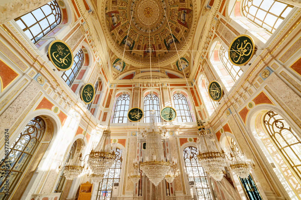 Interior of Ortakoy Mosque in Istanbul, Turkey