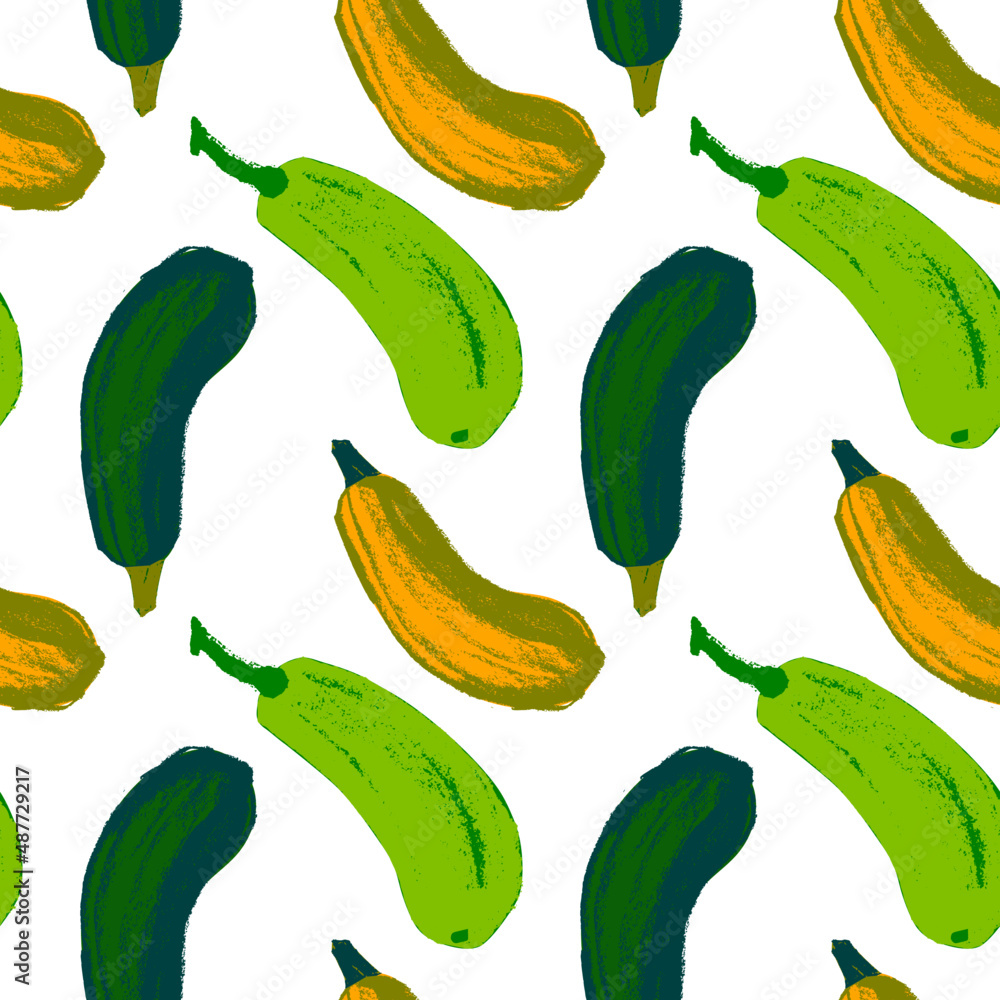 Zucchini Pattern Vector zucchini pattern seamless. Hand drawn courgettes drawings ...