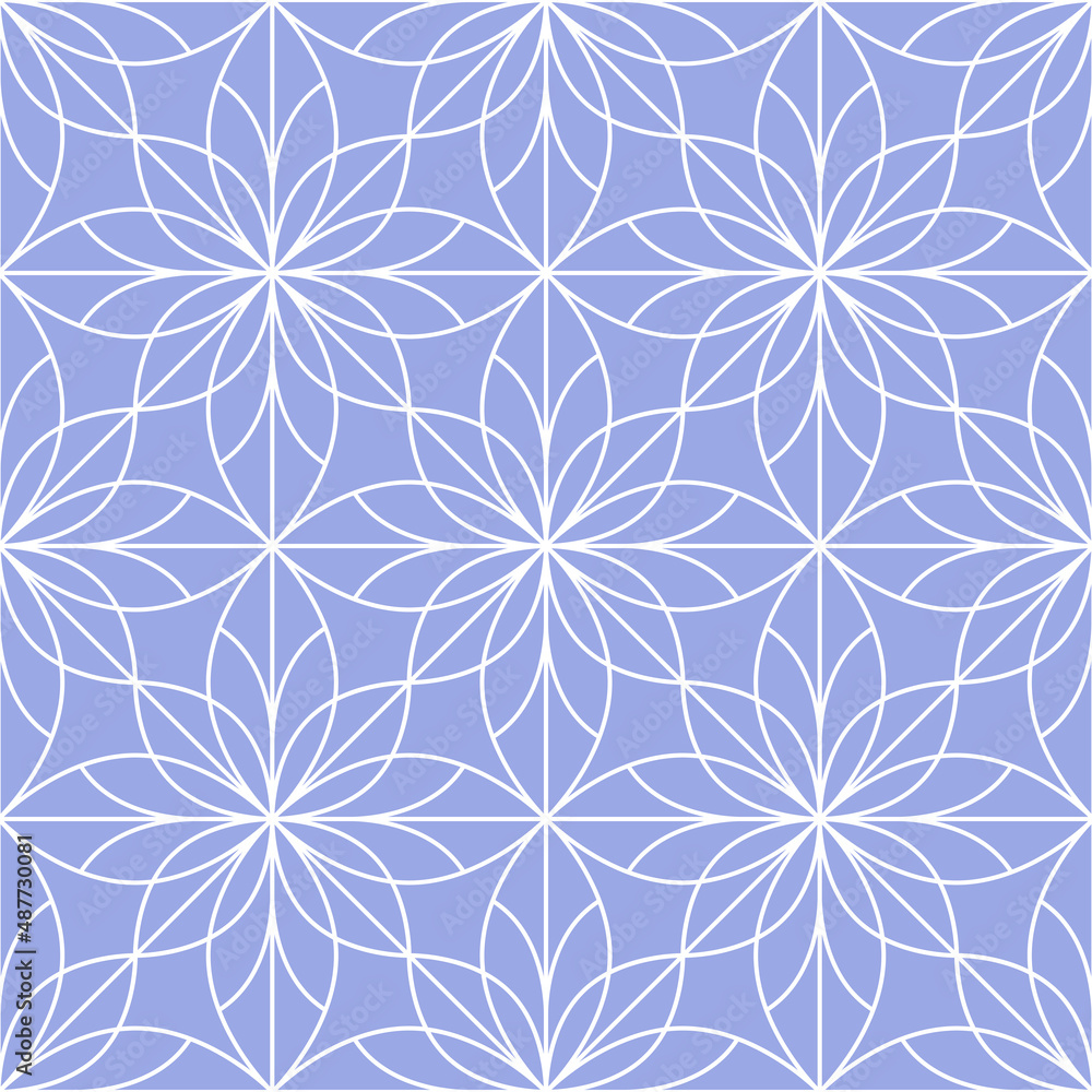 Flower geometric pattern. Seamless vector background. White and blue ornament. Ornament for fabric, wallpaper, packaging. Decorative print Flower geometric pattern. Seamless vector background. White and blue ornament. Ornament for fabric, wallpaper, packaging. Decorative print