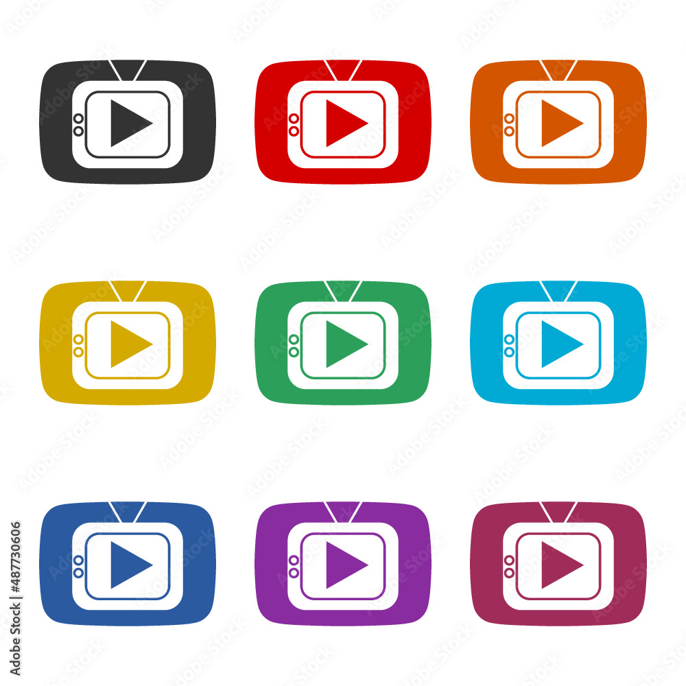 Live streaming online video game play icon, color set Live streaming online video game play icon, color set