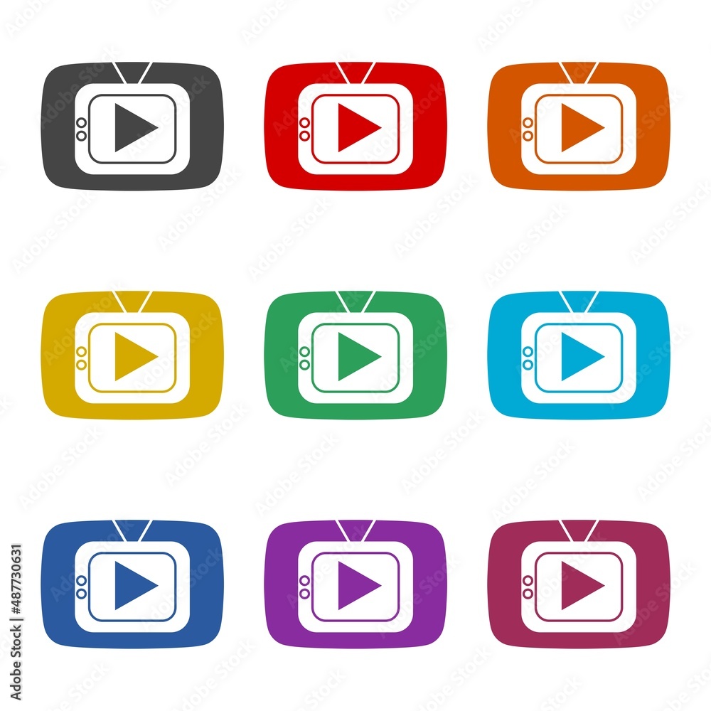 Live streaming online video game play icon, color set Live streaming online video game play icon, color set