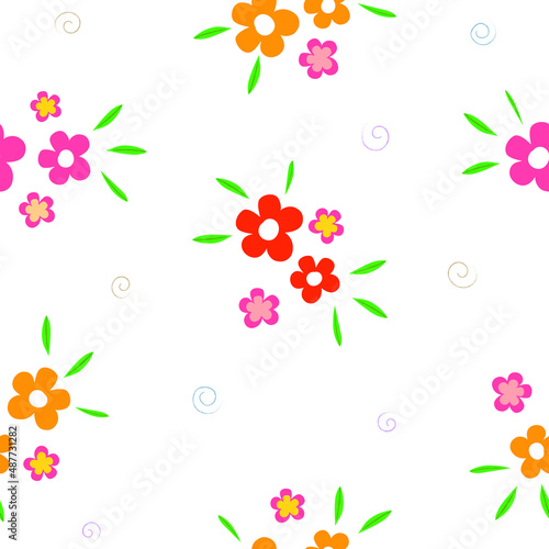 Pastel flowers on a white background. It is a seamless vector pattern work.
