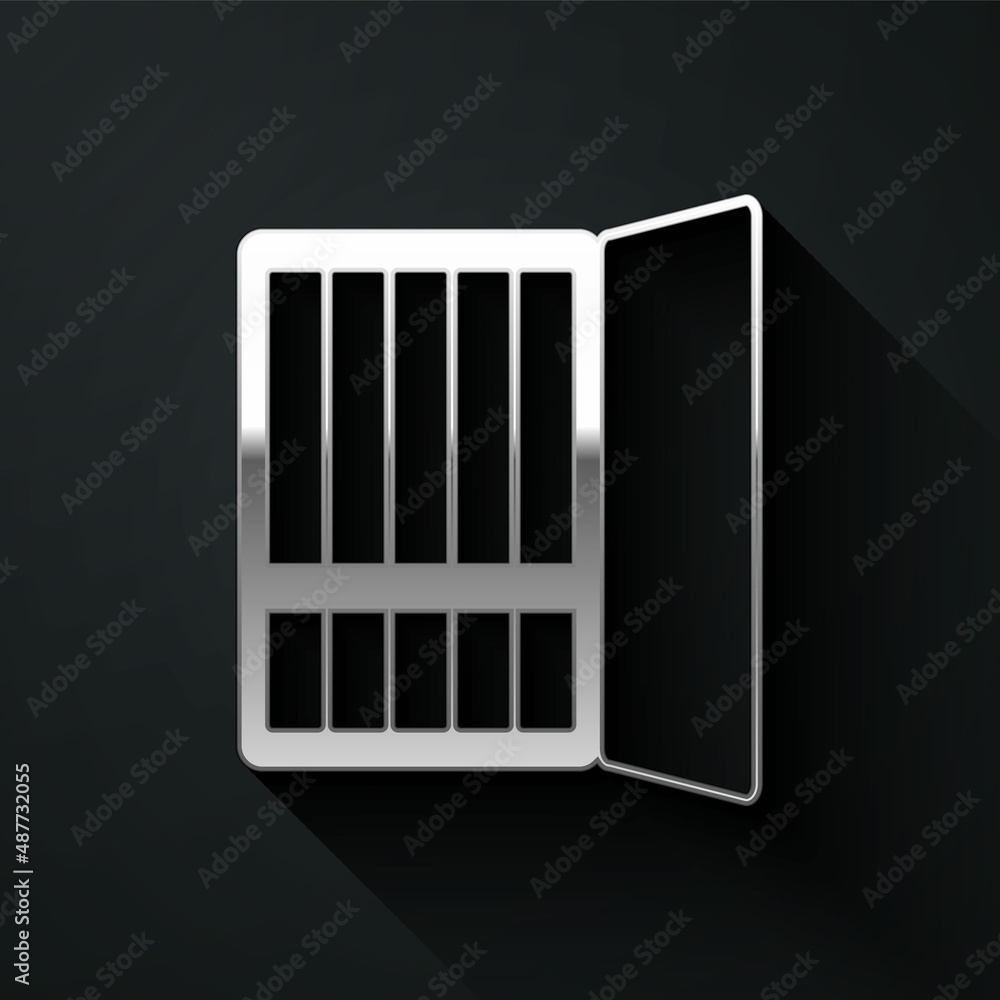 Silver Cigarette case icon isolated on black background. Tobacco sign. Smoking symbol. Long shadow style. Vector Silver Cigarette case icon isolated on black background. Tobacco sign. Smoking symbol. Long shadow style. Vector
