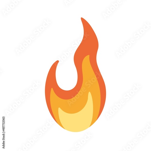 Fire icon. Simple burning flame. Hot flammable caution sign. Heat, inflammabl...