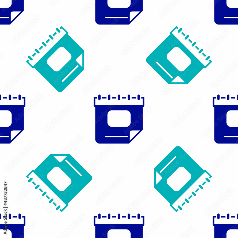 Fototapeta premium Blue Calendar icon isolated seamless pattern on white background. Event reminder symbol. Vector