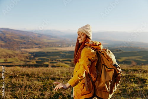 woman mountain top nature travel adventure Lifestyle