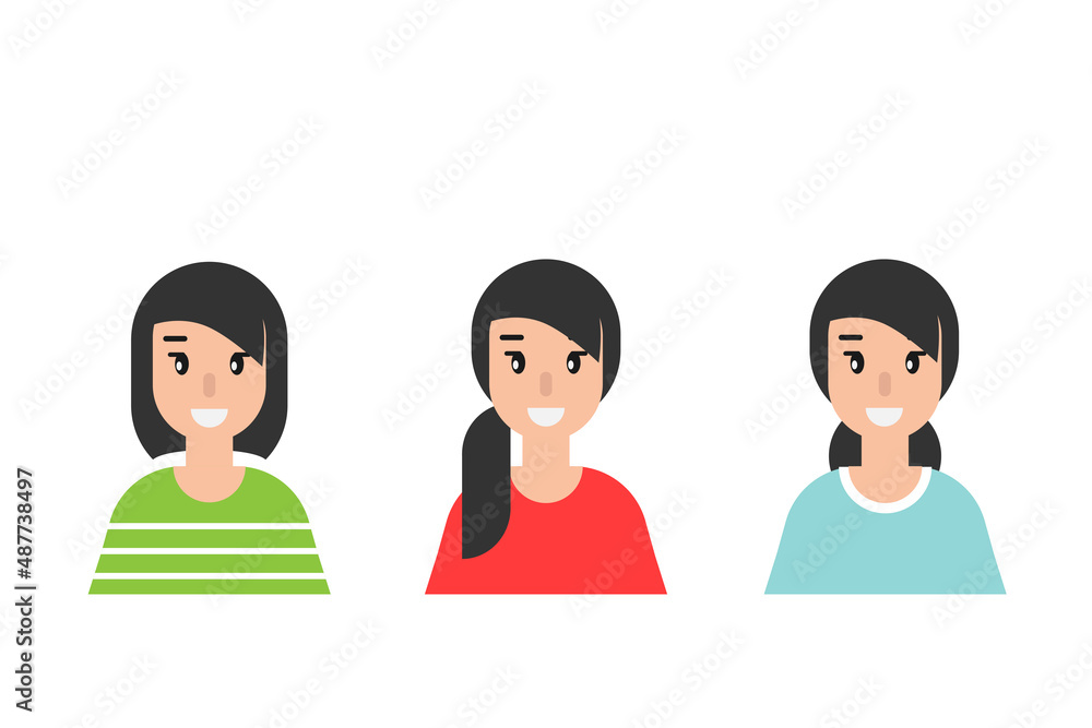 people avatar set. cute happy girl faces isolated on white. person character, user, operator, profile. consulting, job online, internet. Call center. help line. people avatar set. cute happy girl faces isolated on white. person character, user, operator, profile. consulting, job online, internet. Call center. help line.