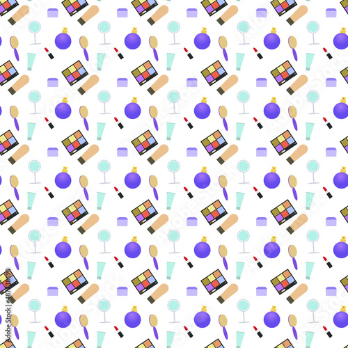 seamless pattern with female cosmetics