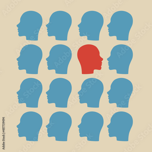 Nonconformist person psychology concept simple geometric graphic design vector background illustration