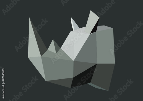 Rhinoceros grey low poly vector