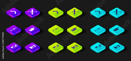 Set Lighter, Vape mod device, Electronic cigarette, Cigarette and Broken icon. Vector