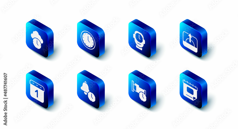 Set Clock, Sunrise, Calendar, Time to sleep, Alarm clock, and icon. Vector Set Clock, Sunrise, Calendar, Time to sleep, Alarm clock, and icon. Vector