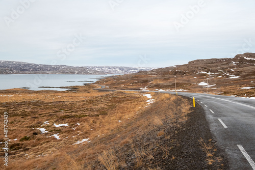 Drangsnesvegur  Strasse 645  am Steingrimsfj  r  ur nahe Drangsnes in den isl  ndsichen Westfjorden