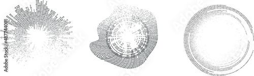 Big data futuristic design . Digital visualization . Particles stream . Gritty textured shape .Binary background . Technology information concept. Flow lines . Vector