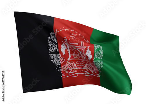 3d illustration flag of Afghanistan. Afghani high resolution flag isolated against white background. 3d rendering