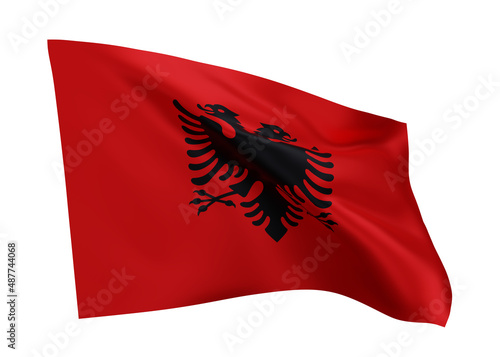 3d illustration flag of Albania. Albanian high resolution flag isolated against white background. 3d rendering